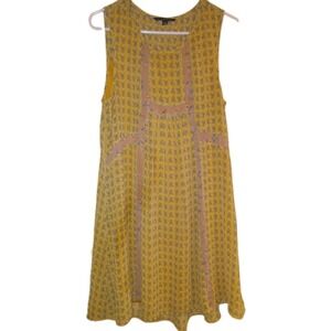 Signature Studio Boho Mini Dress Womens Sz M Country Floral Patchwork Boho Lined